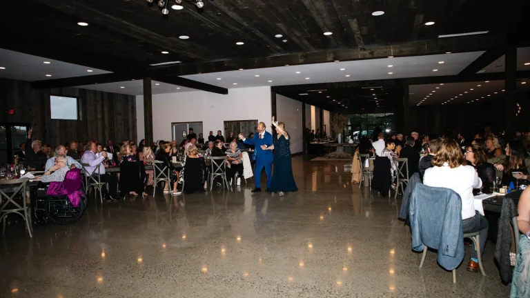 Elegant Wedding Reception Dance on Modern Ballroom Floor