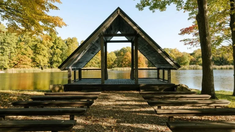 Lakeside Wooden Pavilion for Outdoor Weddings and Retreats
